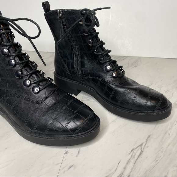 New! Paolo Trinity Black Crocodile Lace Up Bootie 8 1/2 M - Picture 9 of 14